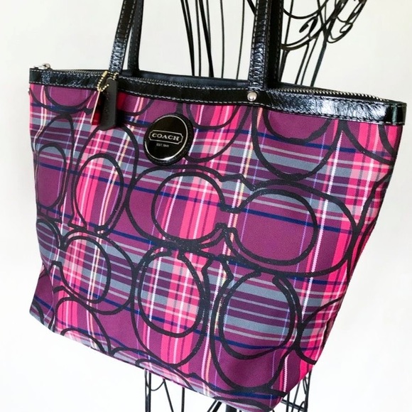 Coach Handbags - C O A C H  Signature Tartan Plaid Glitter Tote